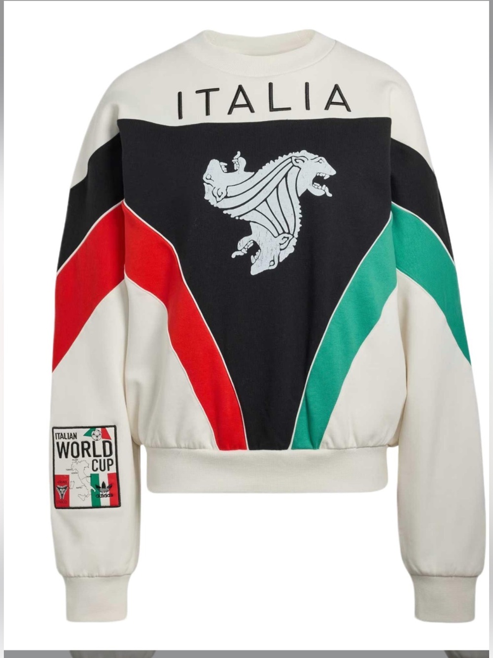 adidas Italia Colorblock Crewneck Sweatshirt - White/Black/Red/Green